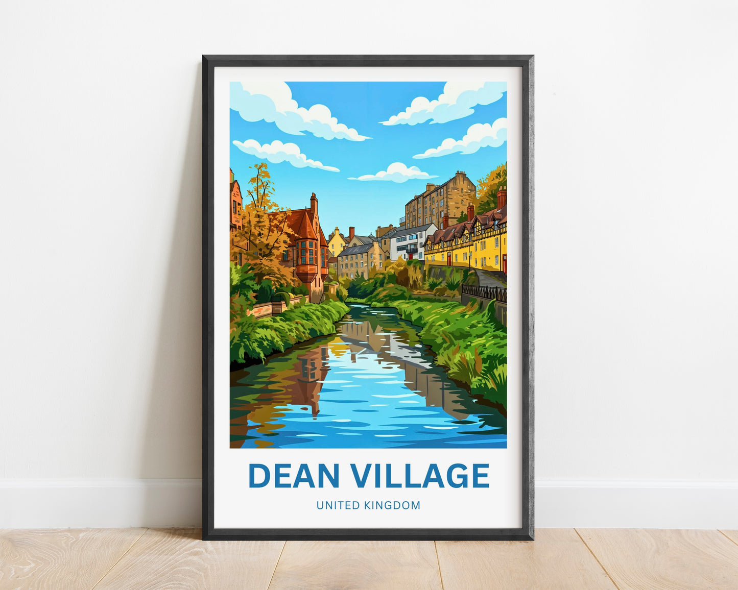 Dean Village Travel Poster - Water of Leith Serenity