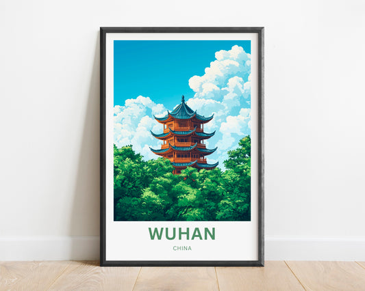 Wuhan Travel Poster - Ancient Temple Architecture