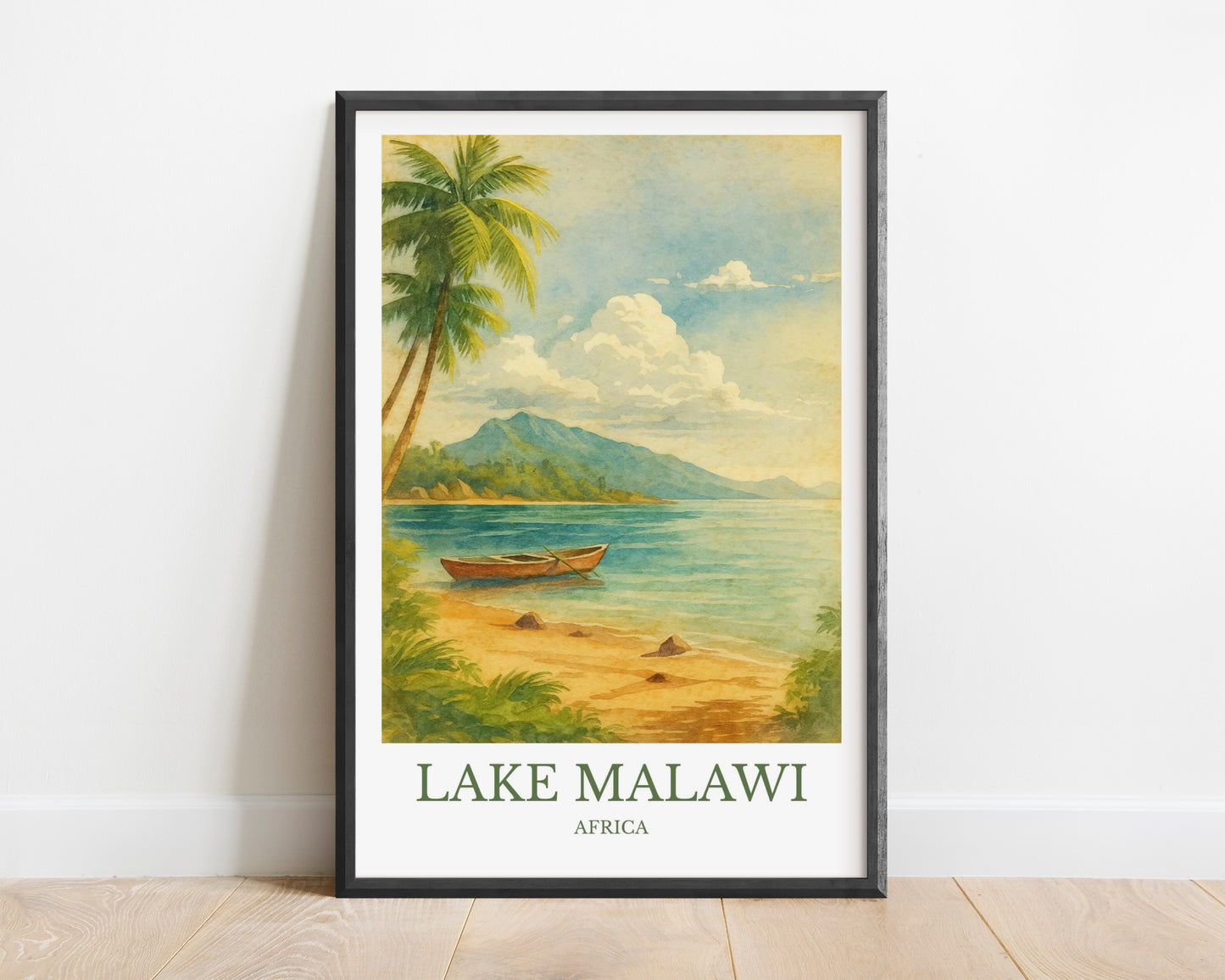Lake Malawi, Watercolor design poster, Africa Print, Lake Malawi Wall Art