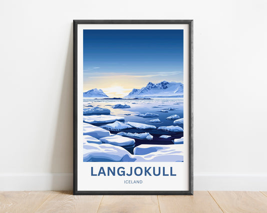 Langjökull Travel Poster - Mesmerizing White Silence