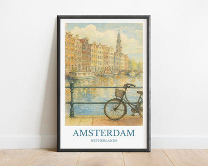 Amsterdam, Watercolor design poster, Netherlands Print, Amsterdam Wall Art
