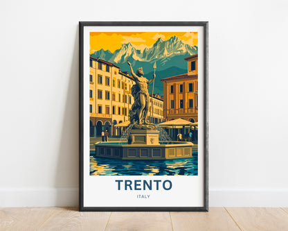 Trento Travel Poster - Fountain of Neptune