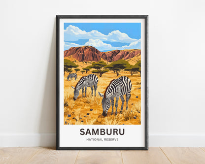 Samburu National Reserve Travel Poster - The Wild Life of Kenya
