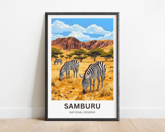 Samburu National Reserve Travel Poster - The Wild Life of Kenya