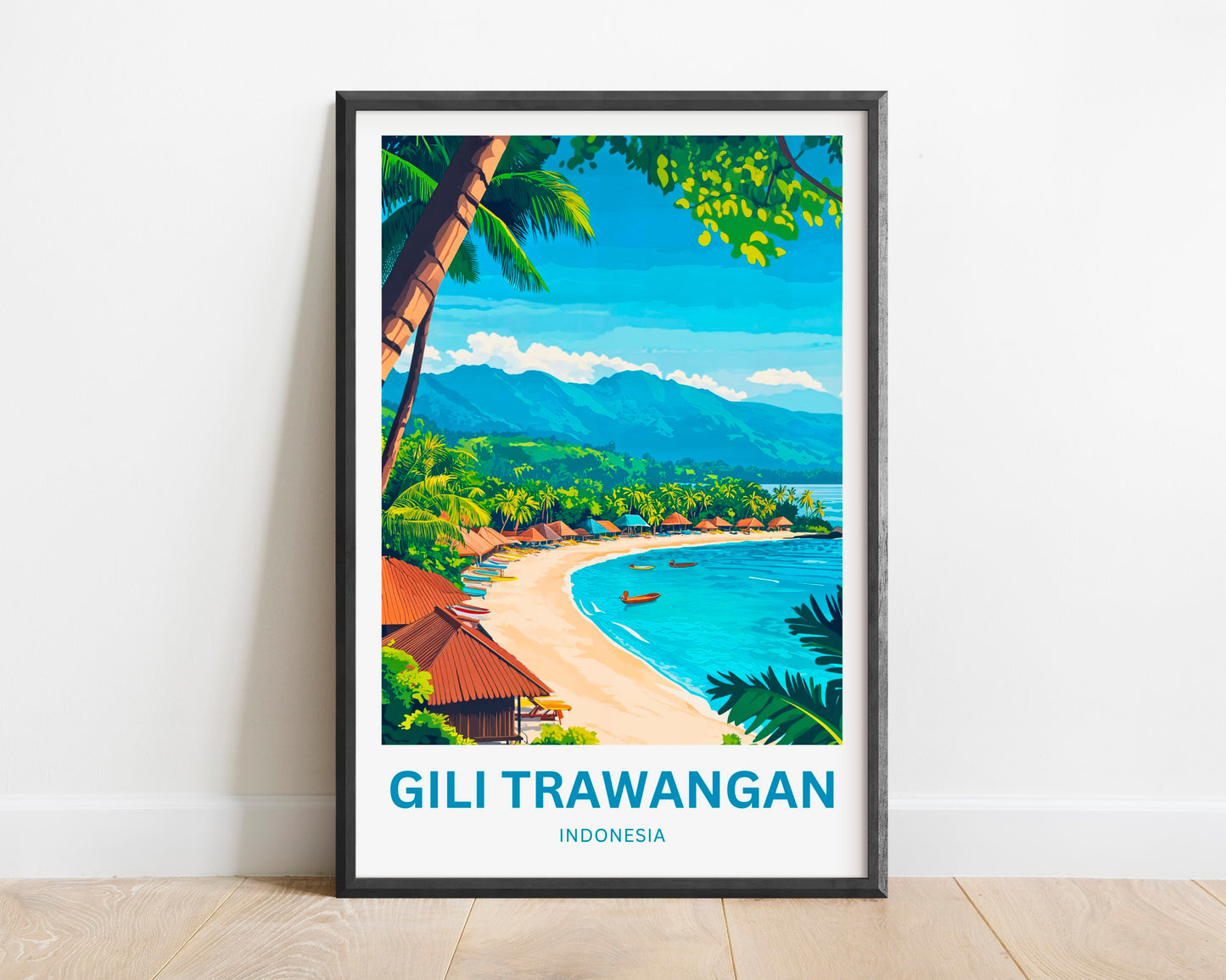 Gili Trawangan Travel Poster- Indonesia Tropical Island Life