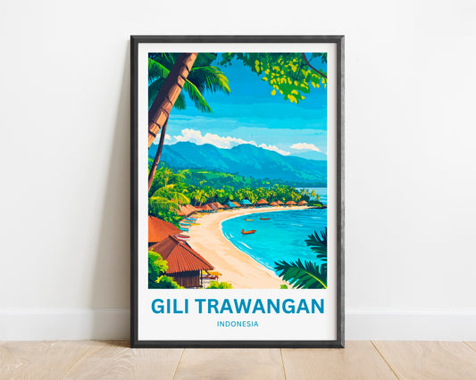 Gili Trawangan Travel Poster- Indonesia Tropical Island Life
