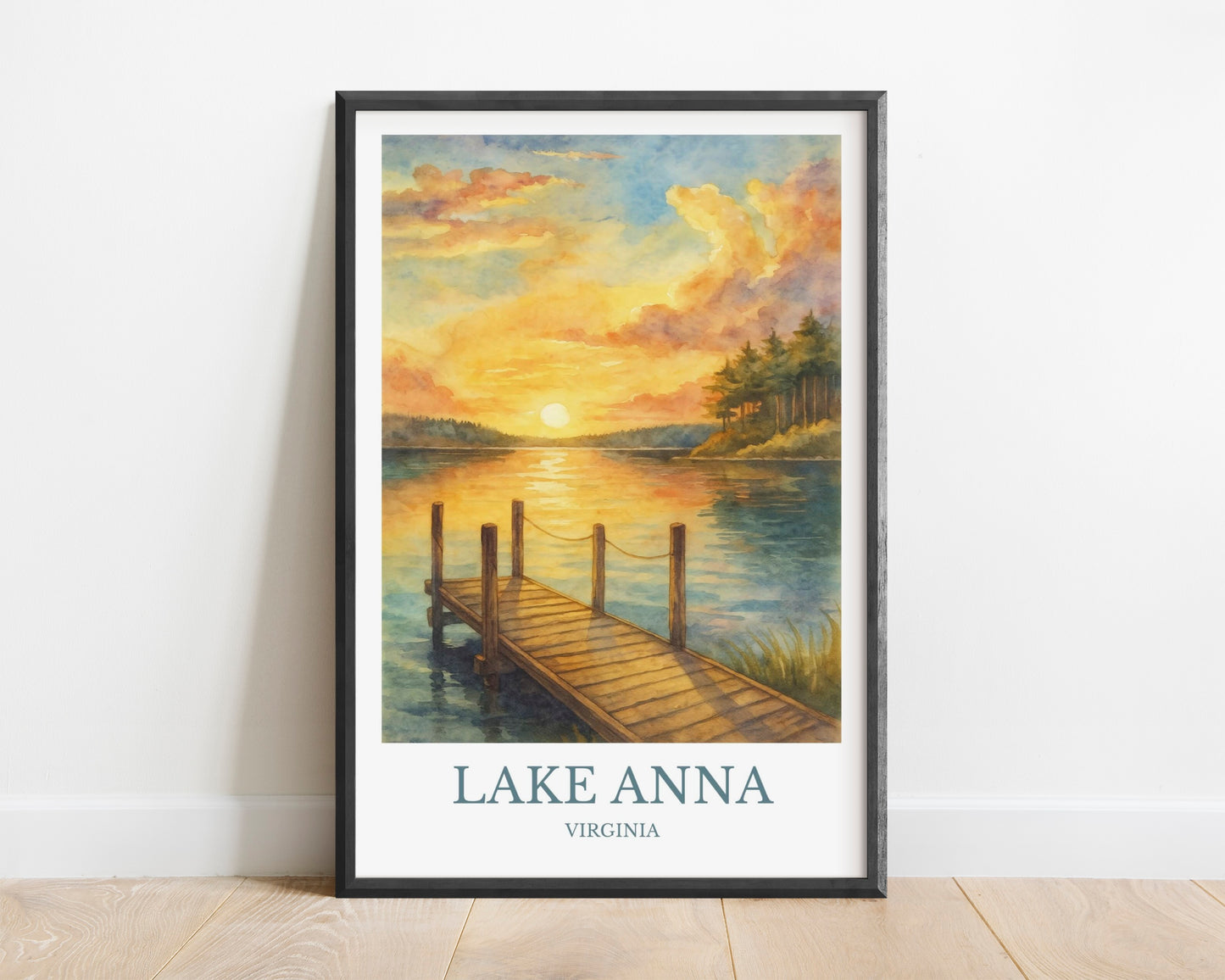 Lake Anna, Watercolor design poster, Virginia Print, Lake Anna Wall Art