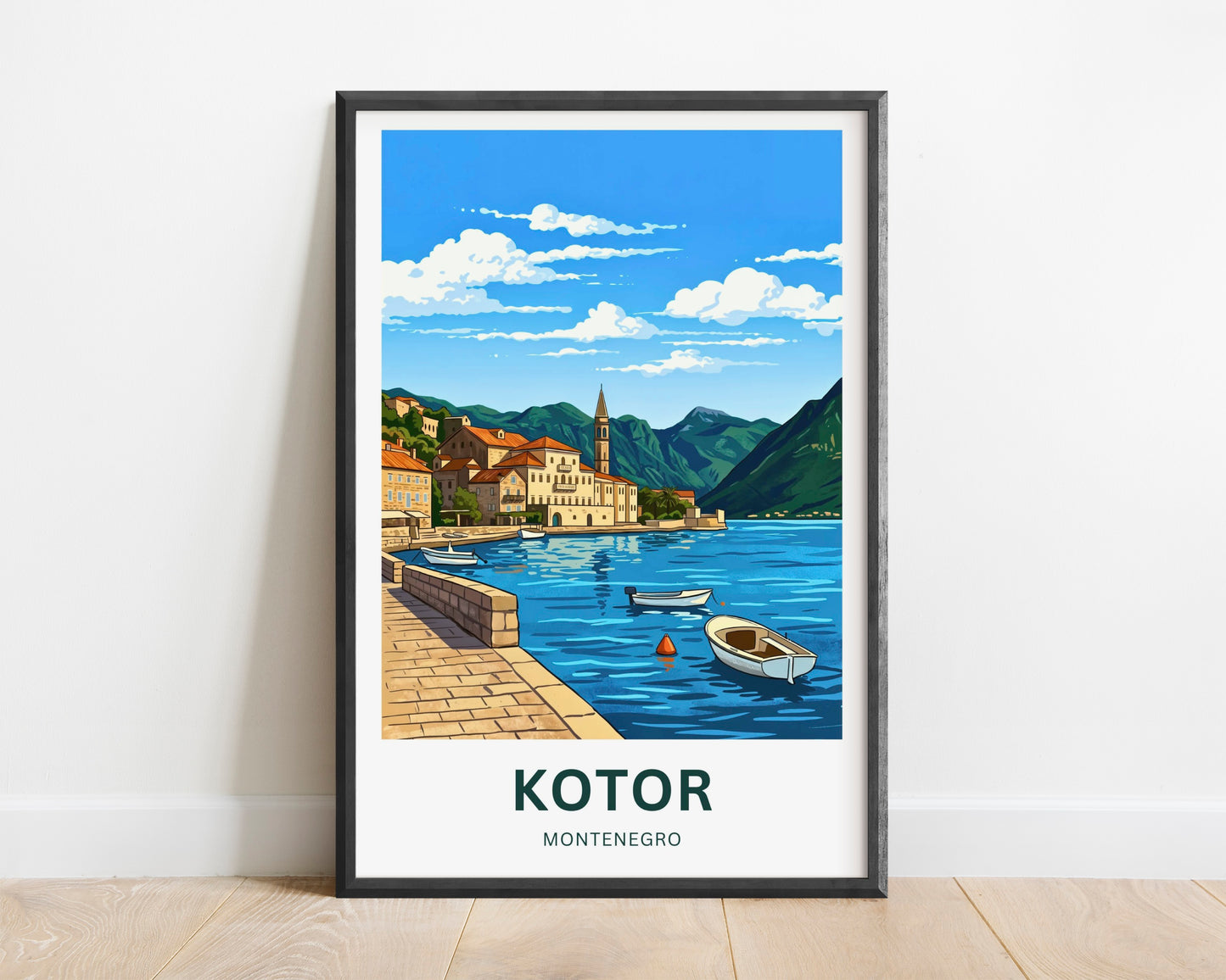 Kotor Travel Poster -   Charming Harbor