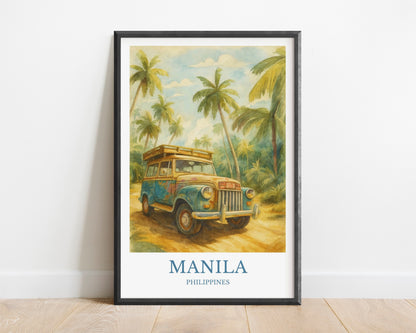 Manila, Watercolor design poster, Philipines Print, Manila Wall Art