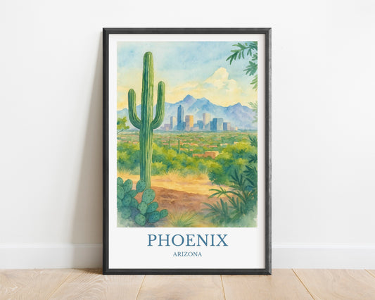 Phoenix, Watercolor design poster, Arizona Print, Phoenix Wall Art