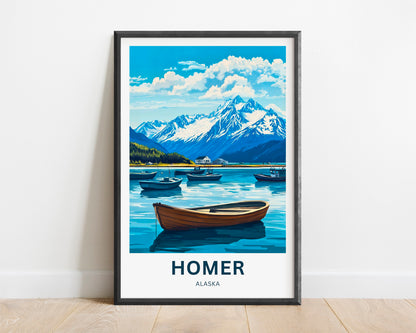 Homer Travel Poster - Stunning Alaska's Fishing landscape