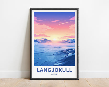 Langjökull Travel Poster - Frozen Majesty