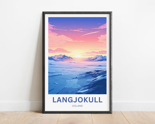 Langjökull Travel Poster - Frozen Majesty