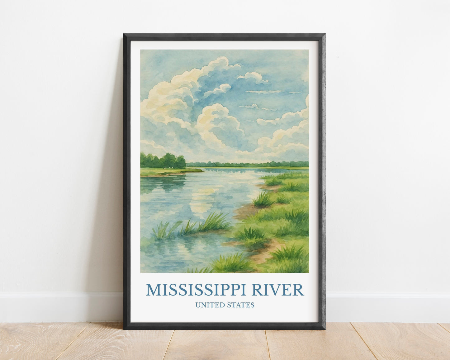 Mississippi River, Watercolor design poster, North America Print, Mississippi River Wall Art