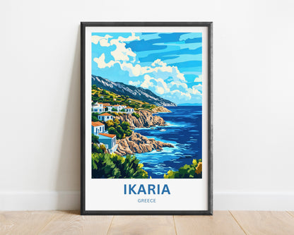 Ikaria Beach Travel Poster  - Waves & Wonders