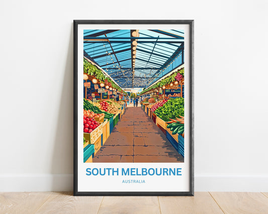 South Melbourne Market Travel Poster  - Discover the Market Life of Australia
