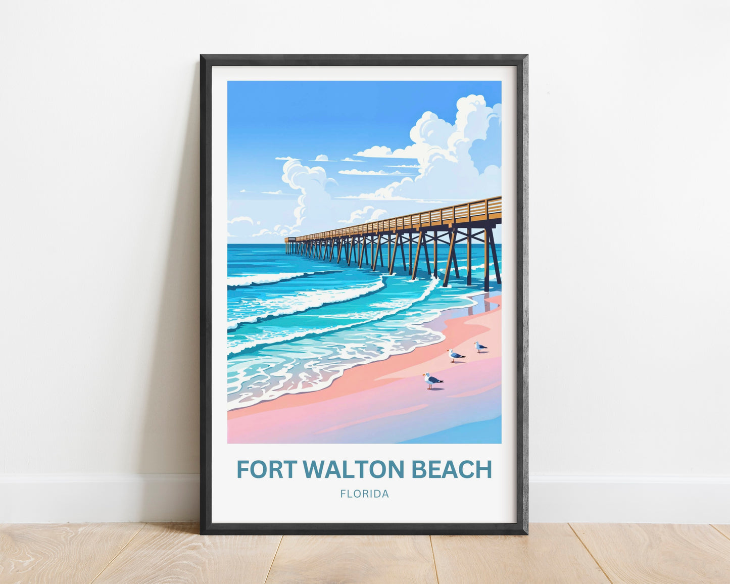 Fort Walton Beach Travel Poster - Coastal Calm & Ocean Charm
