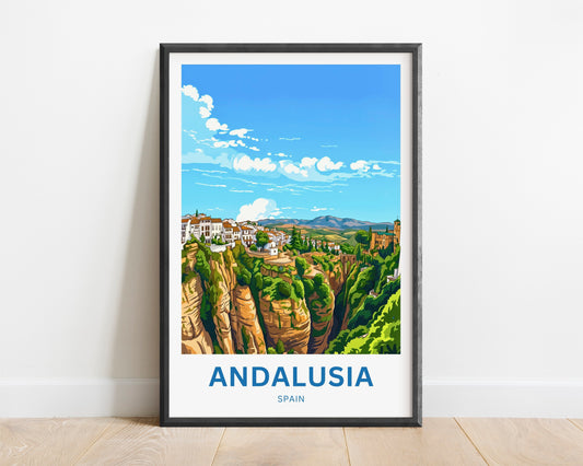Andalusia Travel Poster- White Village Cliffs