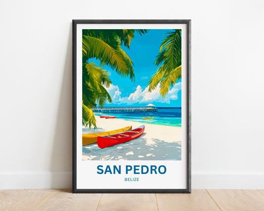San Pedro Travel Poster - Captivating Tropical Beach of Belize