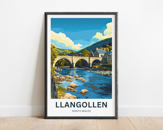 Llangollen Travel Poster - Bridge to the Welsh Hills