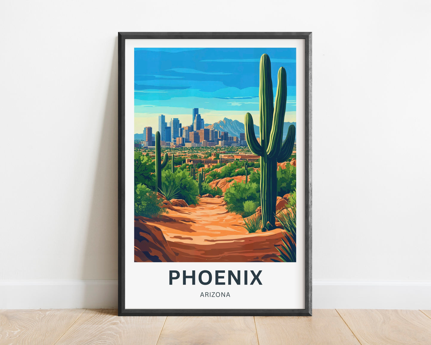 Phoenix Travel Poster - Arizona City Desert View