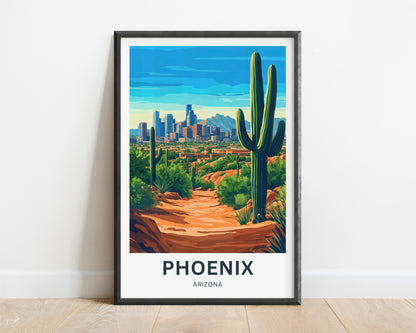 Phoenix Travel Poster - Arizona City Desert View