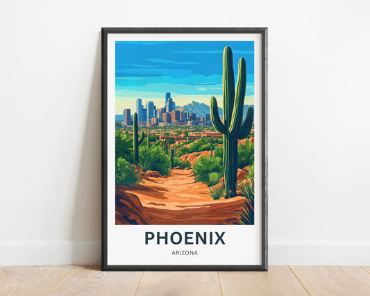 Phoenix Travel Poster - Arizona City Desert View