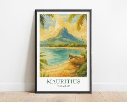 Mauritius, Watercolor design poster, East Africa Print, Mauritius Wall Art