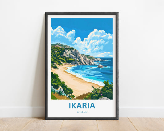 Ikaria Beach Travel Poster  - Azure Escape