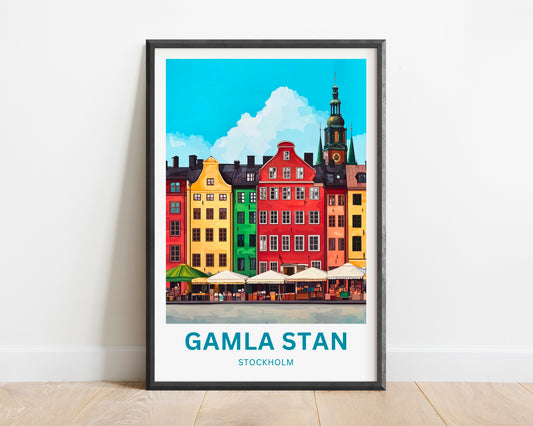 Gamla Stan Travel Poster  -  Iconic Landmark of Stockholm, Sweden