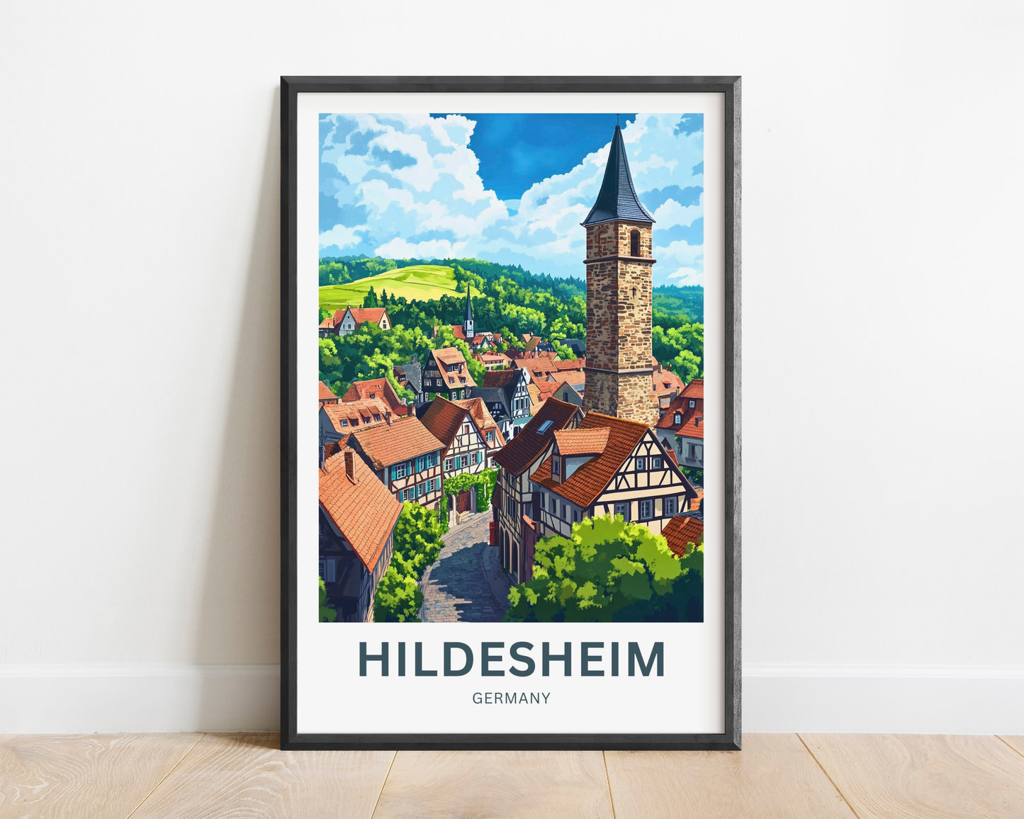 Hildesheim Travel Poster- Germany Village Street