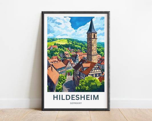 Hildesheim Travel Poster- Germany Village Street