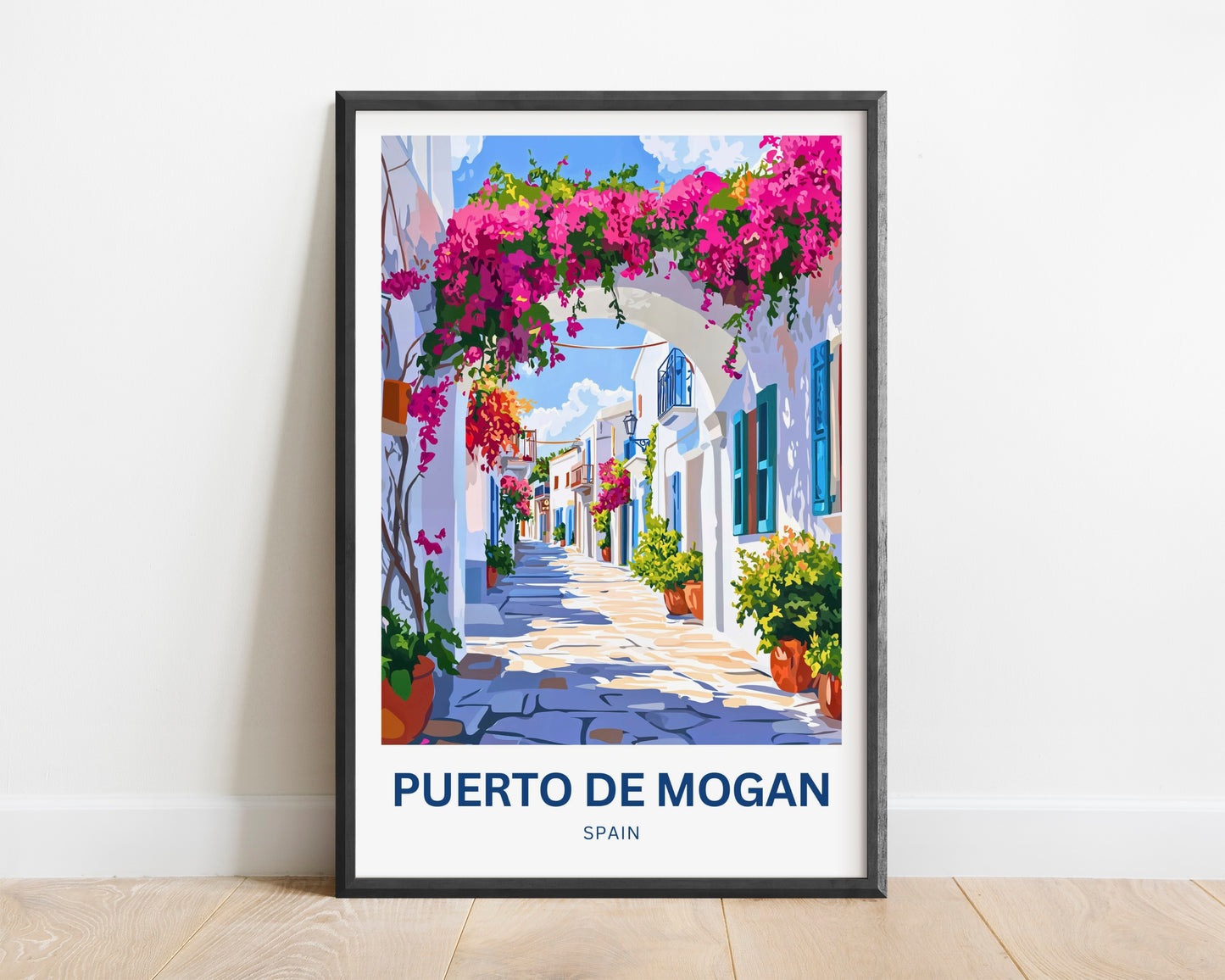Puerto de Mogán Travel Poster - Captivating Bougainvillea Ally Street