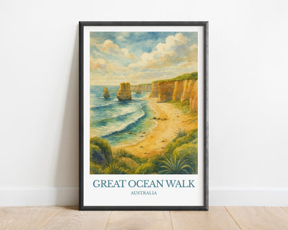 Great Ocean Walk, Watercolor design poster, Australia Print, Great Ocean Walk Wall Art