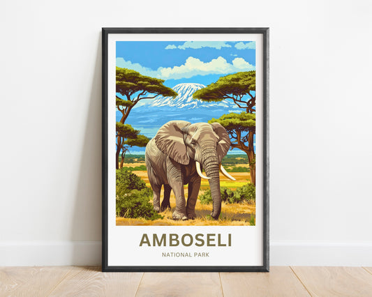 Amboseli National Park Travel Poster  - Legend of Craig and Kilimanjaro