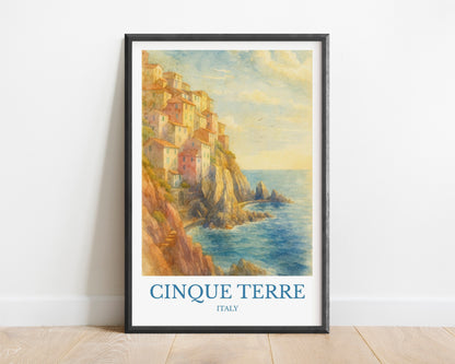 Cinque Terre, Watercolor design poster, Italy Print, Cinque Terre Wall Art