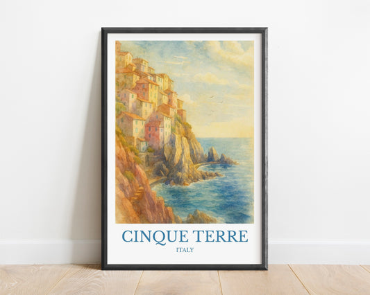 Cinque Terre, Watercolor design poster, Italy Print, Cinque Terre Wall Art