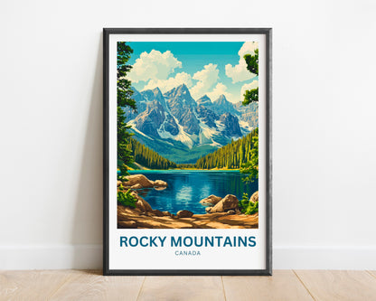 Rocky Mountains Travel Poster - Canada Stunning Mountain Views National Park