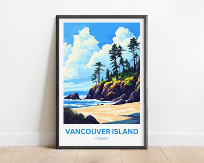 Vancouver Island Travel Poster - Whispering Pines by the Sea
