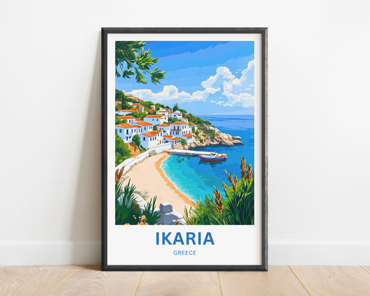 Ikaria Beach Travel Poster  - Captivating Coastal Life
