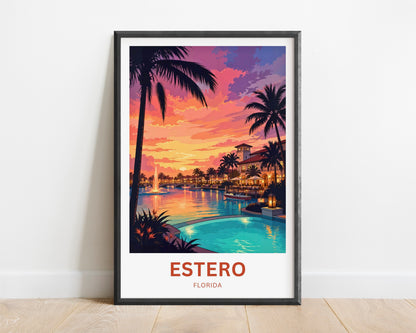 Estero Travel Poster - Sunset & Reflections