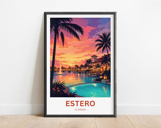 Estero Travel Poster - Sunset & Reflections