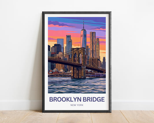 Brooklyn Bridge Travel Poster -  Stunning Evening View