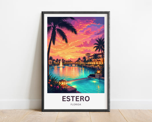Estero, Florida Travel Poster - Captivating Sky