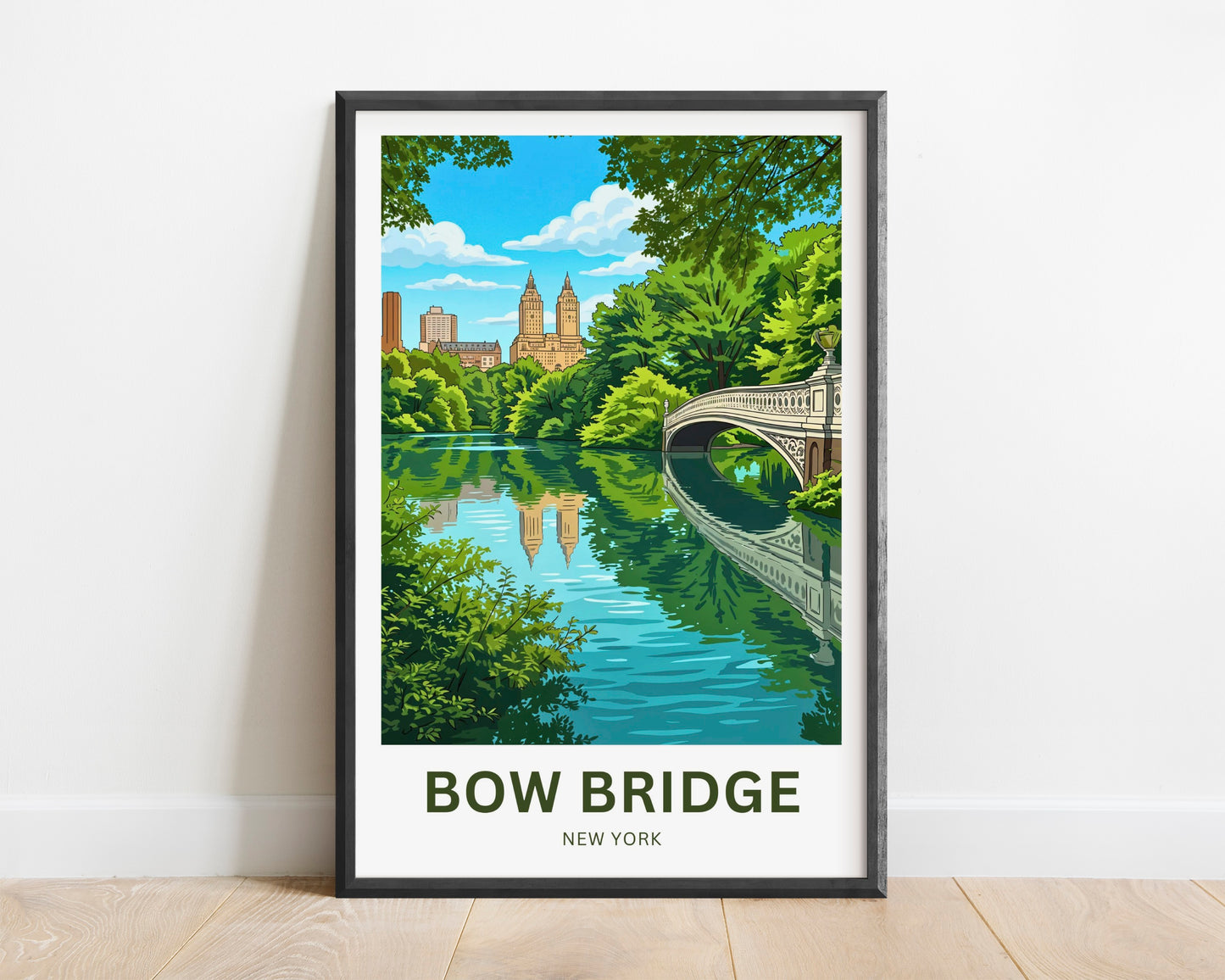 Bow Bridge  Travel Poster - Central Park Reflections