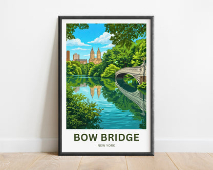 Bow Bridge  Travel Poster - Central Park Reflections