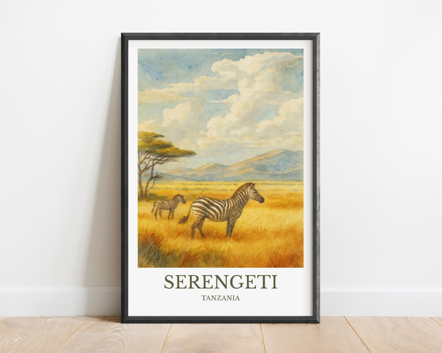 Serengeti, Watercolor design poster, Tanzania Print, Serengeti Wall Art