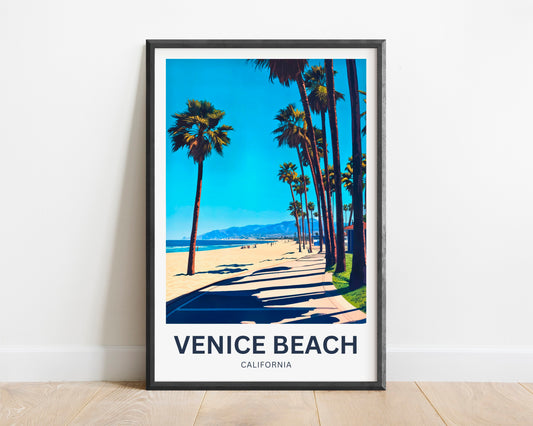 Venice Beach Travel Poster - Sun-kissed shores and vibrant boardwalk energy