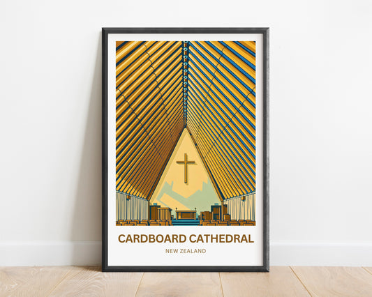 Cardboard Cathedral Travel Poster - Christchurch, New Zealand