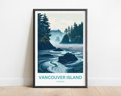 Vancouver Island Travel Poster - Land of Mist and Pines